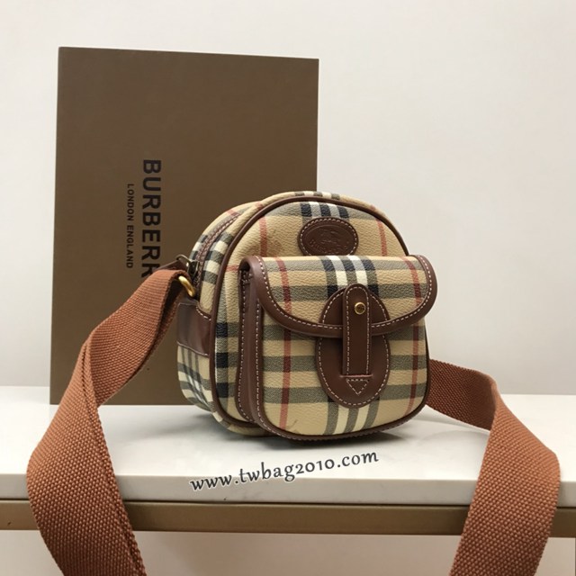 Burberry專門店新款中古款圓蛋包 巴寶莉戰馬Pvc配牛皮小斜挎包 yxb1142
